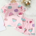 thumbnail image 6 of Wenfanal Toddler Pajamas Sets Toddler Girls Birthday Pajamas Goose Print Tops Shorts Set Silk Sleepwear Size 3-4 Years,Pink, 6 of 8