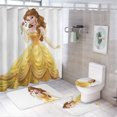 thumbnail image 1 of Juego de 4 cortinas de ducha de La Bella y la Bestia con alfombrillas antideslizantes, tapa de inodoro y alfombrilla de baño, cortina de ducha impermeable con decoración de dibujos animados para baño, 1 of 8