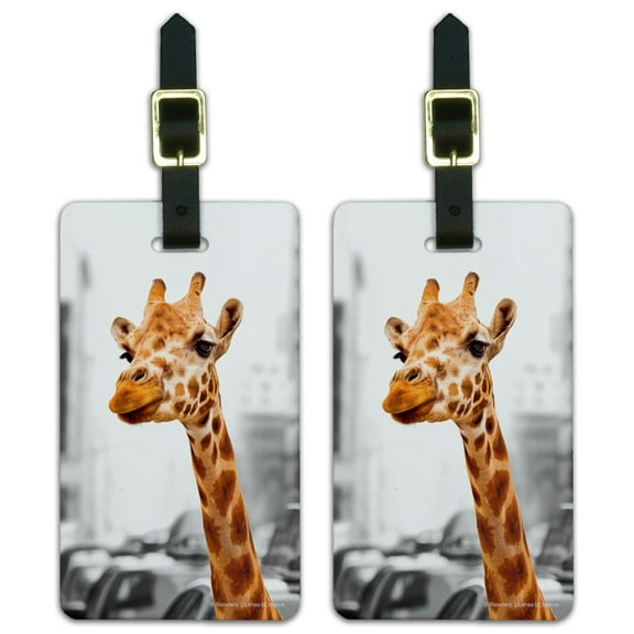 Giraffe in Taxi Luggage ID Tags Suitcase Carry-On Cards - Set of 2