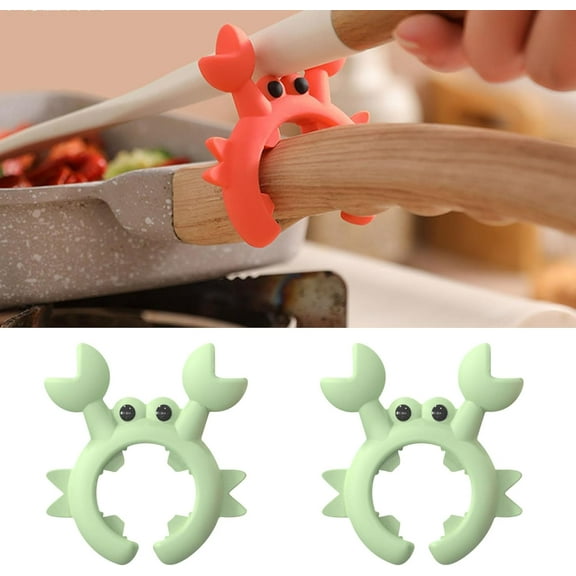 2PCS Creative Silicone Multifunctional Crab Utensil Holder, Silicone Pot Clip Spoon Rest, Kitchen Essentials for New Home, Funny Kitchen Gadgets