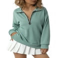 thumbnail image 1 of Sweat à Capuche Décontracté à Manches Longues pour Femmes avec Fermeture Éclair Quart Bleu m, 1 of 8
