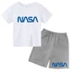 thumbnail image 3 of Conjunto de 2 camisetas y pantalones cortos con estampado de letras de verano para niños de 2 a 13 años, ropa deportiva de calle para niños y niñas, 3 of 5