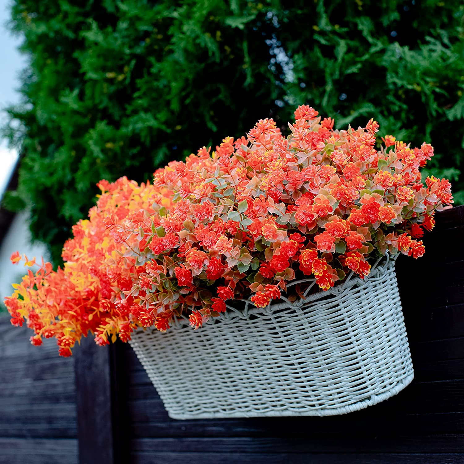 Viworld Artificial Mums Flowers Outdoor Plastic Plants - 12 Bundles Outside Face Fake Greenery UV Resistant No Fade Faux Shrubs Home Garden Porch Patio Decoration Bundles Office Thanksgiving