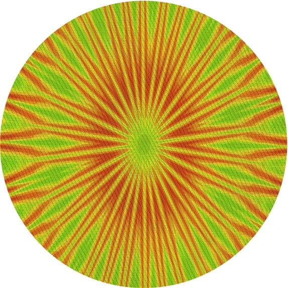 Ahgly Company Machine Washable Indoor Round Transitional Neon Orange Area Rugs, 6' Round