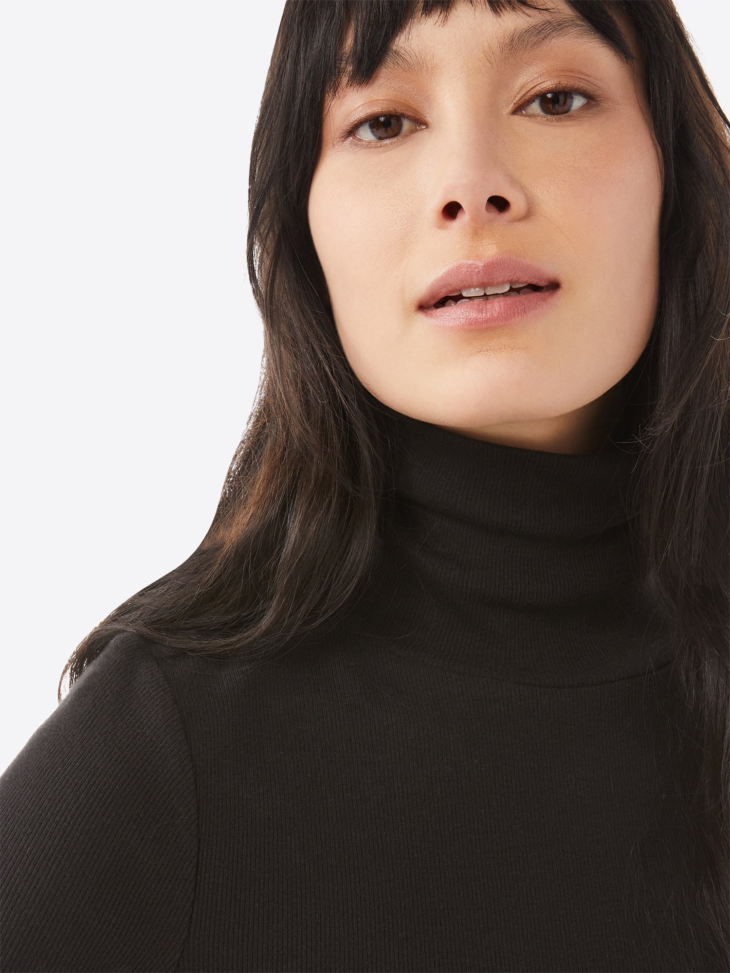 Free Assembly Women's Fine Ribbed Turtleneck with Long Sleeves, Lightweight, Sizes XS-XXXL
