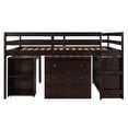 thumbnail image 3 of GZXS Low Study Full Loft Bed with Cabinet ,Shelves and Rolling Portable Desk ,Multiple Functions Bed- Espresso, 3 of 9