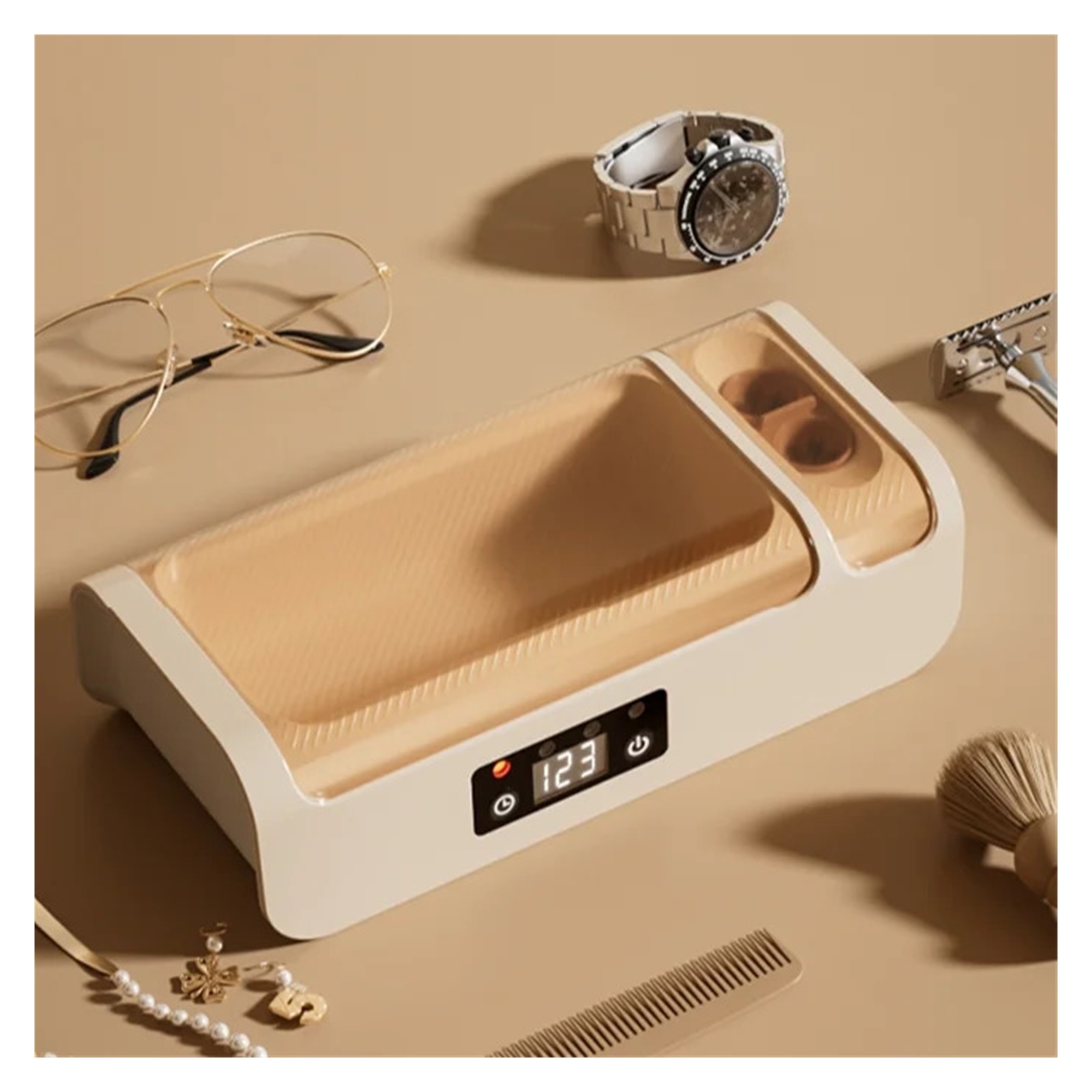 Adjustable Large Capacity Ultrasonic Cleaner Fast Powerful Jewelry Brace Glasses Jewelry Cleaning