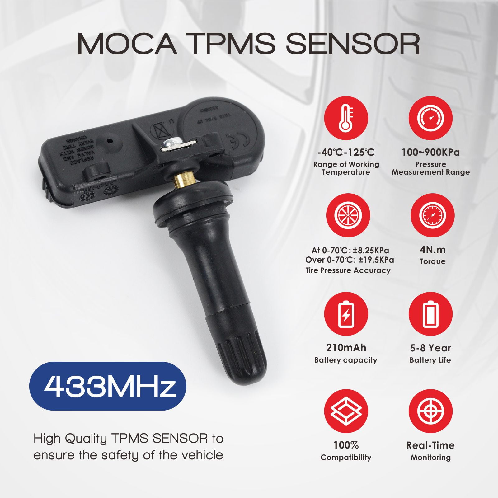 MOCA AUTOPARTS 4Pcs TPMS Tire Pressure Monitoring System Sensor Fit for 2010-2020 Dodge Challenger 3.6L & 2011-2020 Chrysler 300 3.6L & 2013-2020 Jeep Wrangler 3.6L