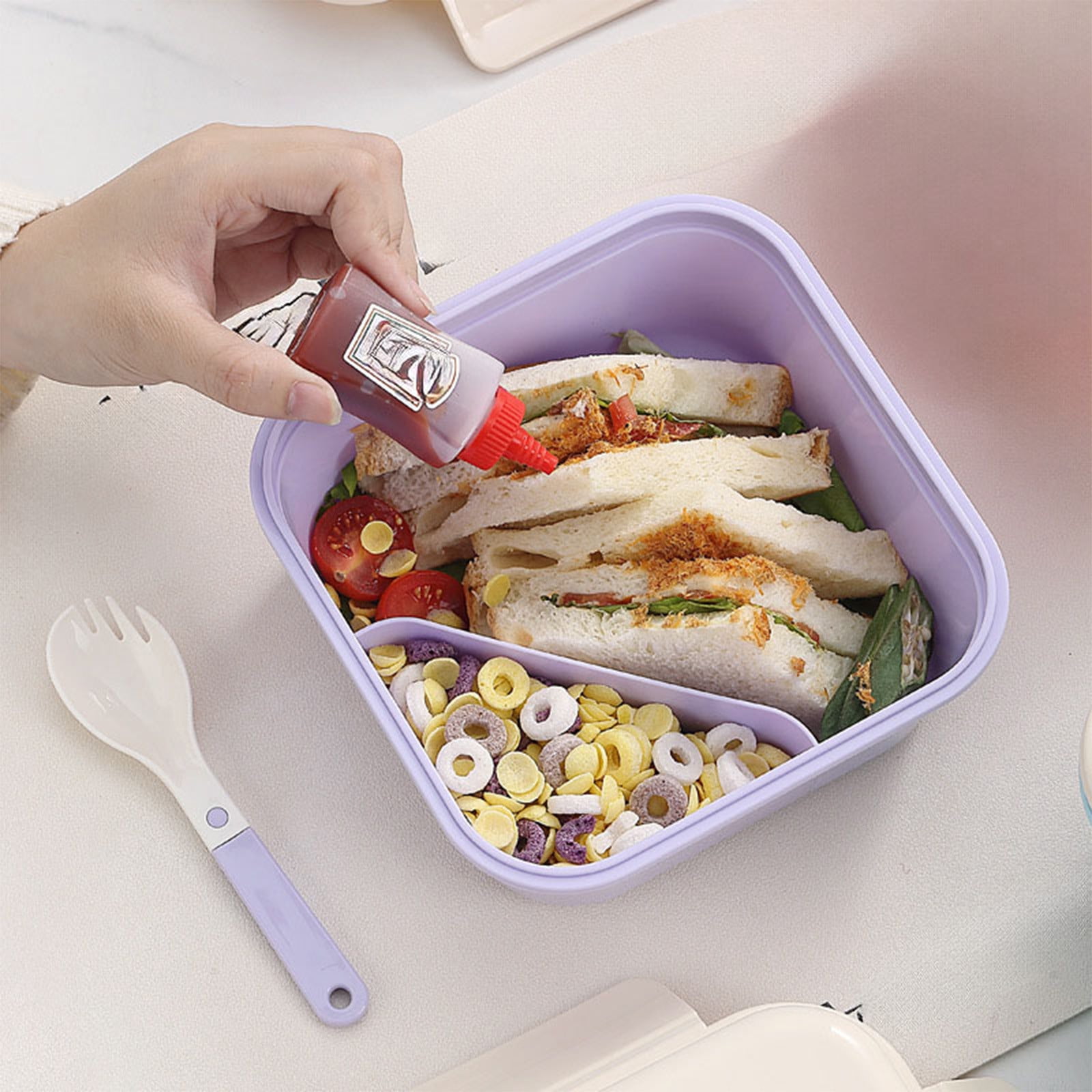 Werulen Microwave Safe Bento Box Sealed Compartment Divided,Home Office Picnic Fruit Meal Storage,Lunch Box Container,Food Storage Case,Microwave Meal Box