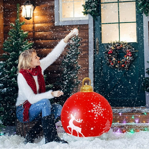 VOTRUDI Large Christmas Tree Decorations Clearance,24in Inflatable Christmas Ornaments Balls Indoor Outdoor for Xmas Tree Yard Decor,Inflatable Decorations Ball,B