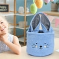 thumbnail image 4 of Lilixerw Easter Cute Bunny Ears Plush Basket,Foldable & Reusable Large Capacity Easter Basket for Eggs,Candy & Gifts,Easter Party Decor & Egg ,14.2"x9.1",Blue, 4 of 6
