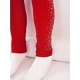 thumbnail image 6 of Eandarui Kids Girls Ice Skating Tights Shiny Side Rhinestones Trousers Figure Skating Outfit Dance Burgundy 16, 6 of 7