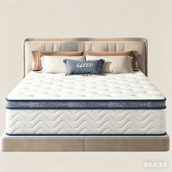 Anykoon Queen Size 10 Inch Hybrid Mattress, Pocketed Innerspring, Medium Firm, White Cotton
