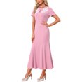 thumbnail image 4 of INSPIRE CHIC Women's Cocktail Dress Floral Embroidered Crewneck Fishtail Midi Formal Evening Dresses 2XL Dark Pink, 4 of 6