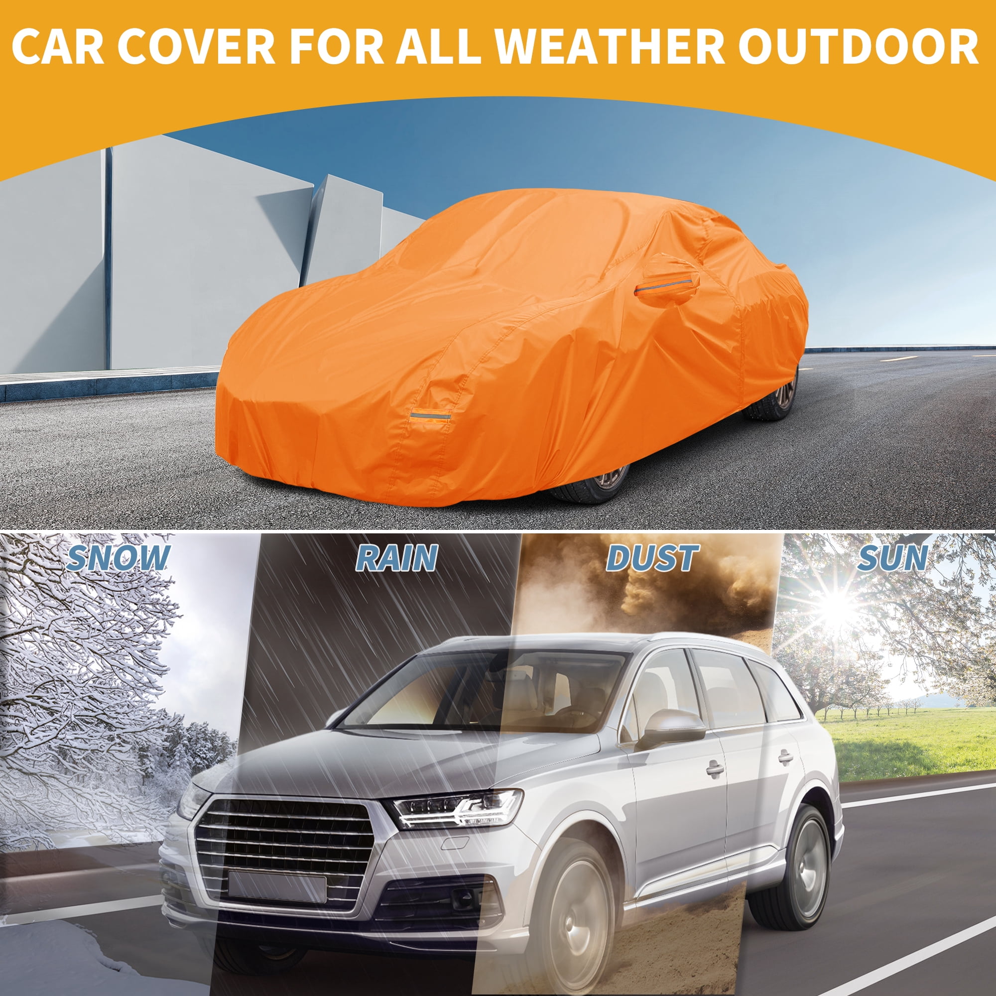 Unique Bargains Car Cover for Toyota GR86 210D-PU Orange with Left Side Zippers