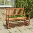 thumbnail image 5 of Costway Patio Glider Loveseat Chair Swing Rocking Bench with Slatted Seat & Curved Backrest Natural, 5 of 9
