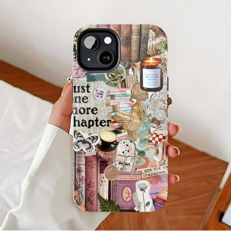 Vintage Bookish Design Phone Case with Butterfly Candle Print for Readers -  Retro Floral Leaf Pattern, Soft TPU, Shockproof, Compatible with iPhone  11/12/13/14/15/16 (Pro Max/Plus) - Walmart.com