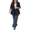 thumbnail image 2 of Agnes Orinda Women's Plus Size Blazer Lapel Long Sleeves Button Down Business Casual Suit Jacket with Pockets 2X Black, 2 of 6