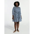 thumbnail image 2 of Terra & Sky Women's Plus Size Tiered Shirt Dress with Long Sleeves, Sizes 0X-5X, 2 of 5