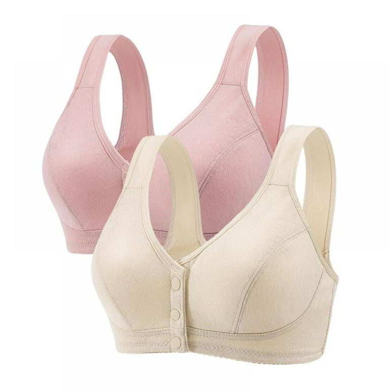 Middle-Aged Elder Woman Wirefree Bra Front Button Closeure Soft Cotton Bra  for Mom Grandma Gift Bras (Color : Pink, Size : 44B/C) : :  Clothing, Shoes & Accessories