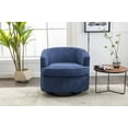 thumbnail image 2 of Swivel Barrel Chair, Comfy Round Boucle Accent Sofa Chair with Wooden Frame and Metal Base, Small Leisure Club Arm Chair for Nursery, Living Room, Hotel, Bedroom, Office, Navy, 2 of 8