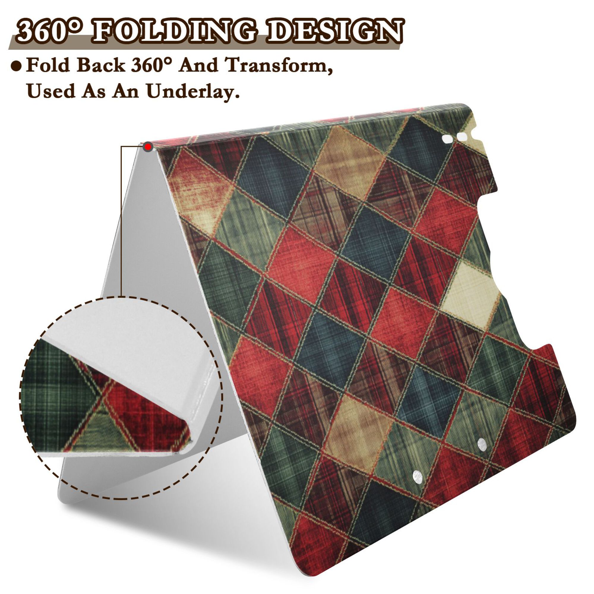 FORMRS A4 Clipboard Folder with Pen Holder Horizontal Foldable School Office Binder, Dark Tartan Pattern