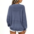 thumbnail image 4 of Vinsonshop Women's Casual Loose Sweaters V Neck Long Sleeve Lightweight Pointelle Knit Pullover Fall Tops Dark Blue XXL, 4 of 6