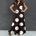 thumbnail image 5 of AJTQTH High Waist Sundress for Girls Stylish Polka Dots Tunic Pockets Princess Dress Round Neck Flutter Sleeve Flowy Maxi Dress Brown 6 Years, 5 of 7