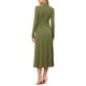 thumbnail image 3 of Vestido de suéter de cuello alto de manga larga para mujer Inspire Chic, maxi vestido de punto acanalado, M, verde aguacate, 3 of 6