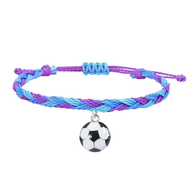 Pulseras de Fútbol Charm Favors Fútbol Negro Rojo Blanco Marrón Pulseras de Fútbol Cuentas Ajustable Inspirational for Teens Adults Sport Birthday Football Favors For