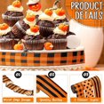 thumbnail image 4 of 3 Rolls Wired Ribbon Orange 2.5 Inch x 15 Yards Easter Orange and Black Buffalo Plaid Ribbon Gingham Ribbon Dot Pattern Striped Ribbons for Halloween Thanksgiving Fall DIY Crafts Party Decor, 4 of 7