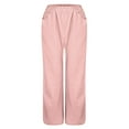 thumbnail image 2 of Baqcunre Women Fashion Solid Color Cotton Flax Elastic Long Pants Beach Leisure Trousers,Size XL,Womens Sweatpants,Pants for Women,Womens Fashion,Women's Pants,Women Clothing,Pink, 2 of 8