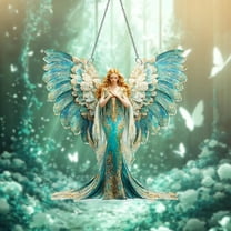 kladzum Christmas Ornaments Exquisite Blue Gold Hanging Ornament, Boho Angel Pendant Christmas Tree Decorations, Holiday Christmas Birthday Gifts for Women