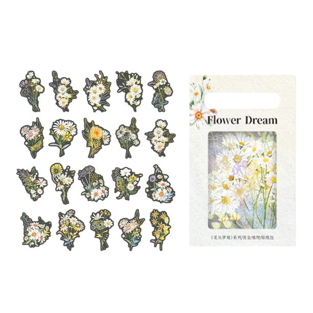 Juego de 40 pegatinas de plantas, impermeables, para decoración DIY, pegatinas decorativas para mascotas Margarita de verano