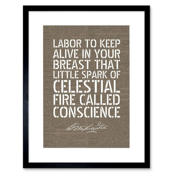 Dictionary Page Quote George Washington Conscience Artwork Framed Wall Art Print 9X7 Inch