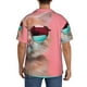 thumbnail image 3 of Balery Cool Cat Pink Sunglasses Camisa Casual de Manga Corta con Botones para Hombre, Texturizada, Estilo Cubano, para Playa, Verano-Medium, 3 of 5