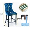thumbnail image 6 of Velvet Upholstered Dining Bar Chairs Counter Height Barstools Wood Legs with Button Tufted Nailed Trim Back Ring for Home Bar Dining Room(Blue,Set of 6), 6 of 9
