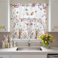 thumbnail image 2 of Easter Rabbit Swag Curtains Valance & Tier Set, Spring Bunny Colored Floral Butterfly 3 Pcs Set Kitchen Swag Valances and Tiers 24 Inch Length Rod Pocket Curtain Drapes for Bedroom, 2 of 9