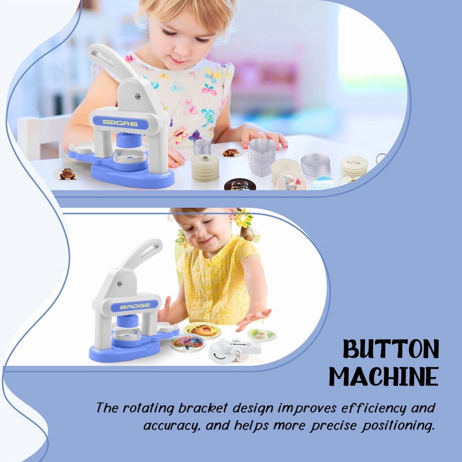 Button Maker Machine Installation-Free DIY Button Pin Maker Machine Badge Press Machine Blue