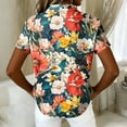 thumbnail image 5 of Hawaiian Shirts Women Hawaii Tshirt Cool Floral Tropic Print Graphic Tees Tops Button Up Summer Vacation Shirt Red M, 5 of 5