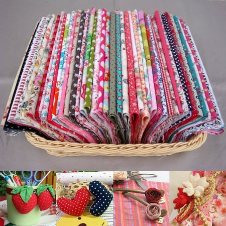 100pcs Pre-Cut Cotton Fabric Assorted Color Floral Fabrics for Craft DIY Sewing Scrapbooking