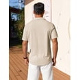thumbnail image 5 of COOFANDY Mens Waffle Shirts Short Sleeve Button Down Untucked Shirt Summer Wedding Shirt, 5 of 7