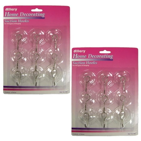 

Allary 840 Home Decorating Suction Hooks Contains 9 Hooks Ea - Multipacks Set of 2 packs of hooks