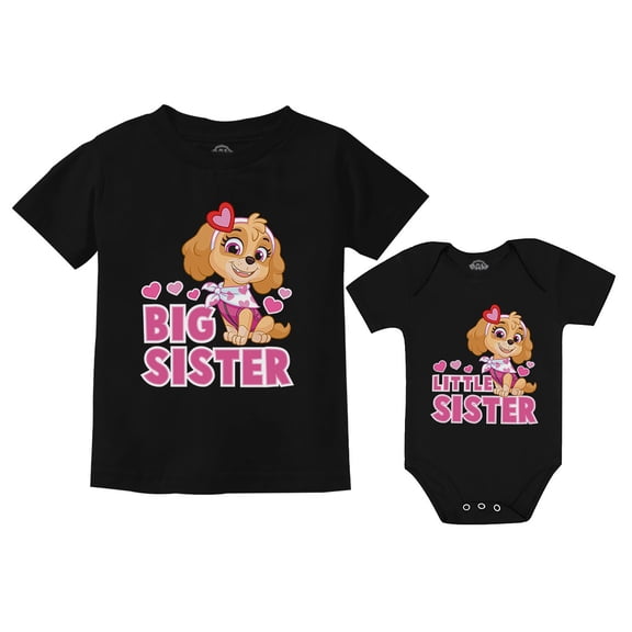 Paw Patrol Skye Big Sister Little Sister Matching Outfits Shirts for Girls Kid Black 2T / Baby Black 24M (18-24M)