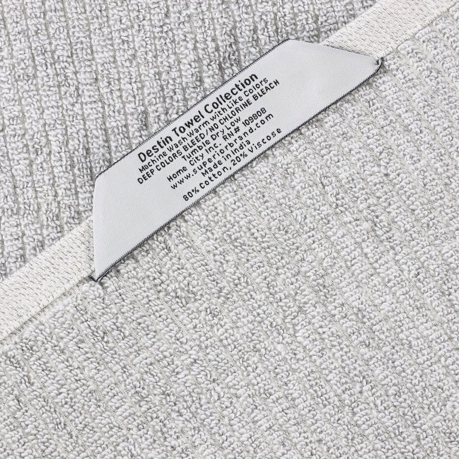 Superior Destin Viscose 8 Piece Cotton Blend Towel Set, Medium Weight Soft Towels, Platinum