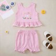 thumbnail image 2 of TOWED22 Baby Toddler Girl 2pcs Sweet Outfits Sleeveless Shirts and Shorts Adorable Clothing Sets Tank Top Casual Summer Cute Clothes(Pink,2-3 Y), 2 of 9