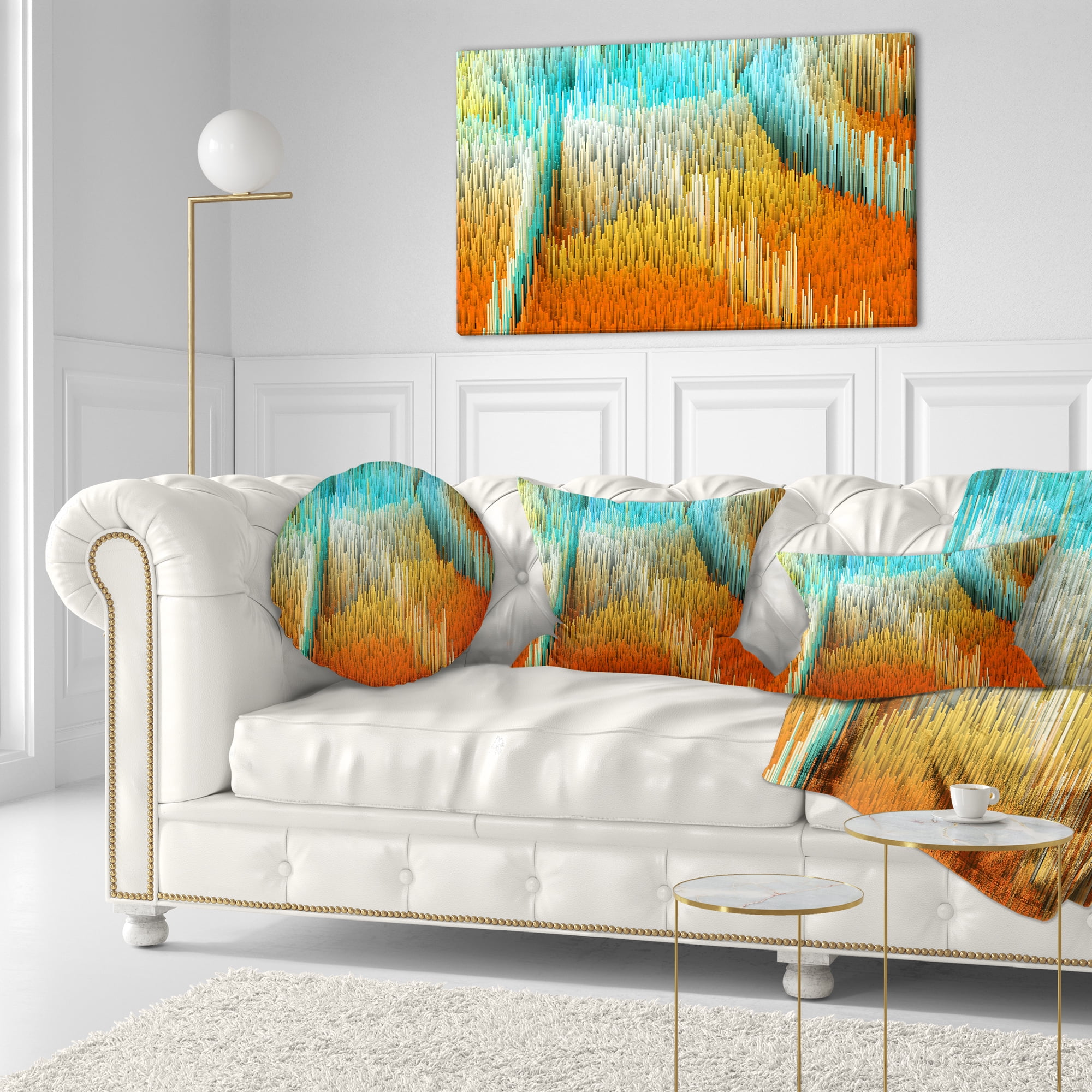 Designart Macro Render Structure Yellow Orange - Contemporary Throw Pillow - 12x20