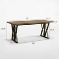 thumbnail image 2 of BedsPick 70" Large Dining Table for 6 , Indoor Outdoor Rectangular Farmhouse Kitchen Table with Thickness Wood Tabletop, X-frame Metal Legs for Living Room, Dining Room, Office, Courtyard, Brown, 2 of 16