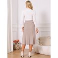 thumbnail image 5 of DARING DIVA Women's Pleated High Waist A Line Knit Midi Skirt Small Dark Khaki, 5 of 7