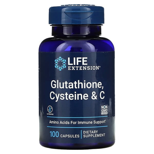 glutathione y vitamina c Life Extension | Glutatión, cisteína y vitamina C, 100 cápsulas. Suplemento  de Aminoácidos para reforzar el sistema inmunitario